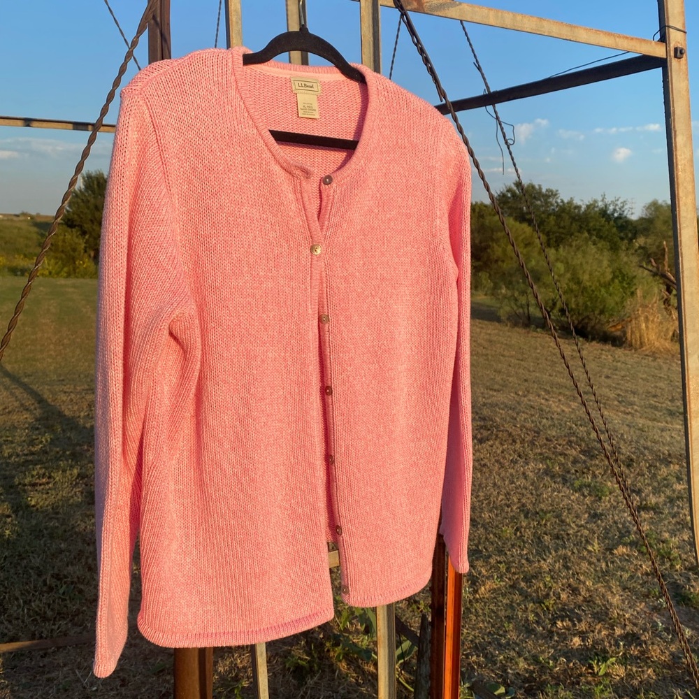 L.L. Bean Pink Women's Cardigan 100% cotton